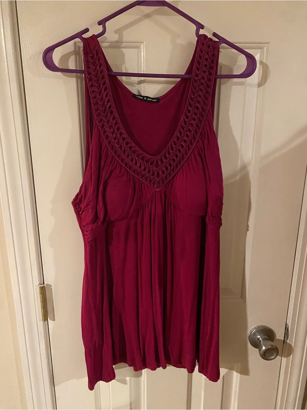 Cable & Gauge Crochet-Trim Tank Top in Berry